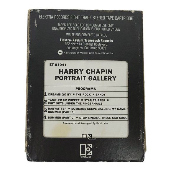 Harry Chapin Portrait Gallery 8 Track Stereo Tape Cartridge Elektra Records 1975 - Picture 10 of 13